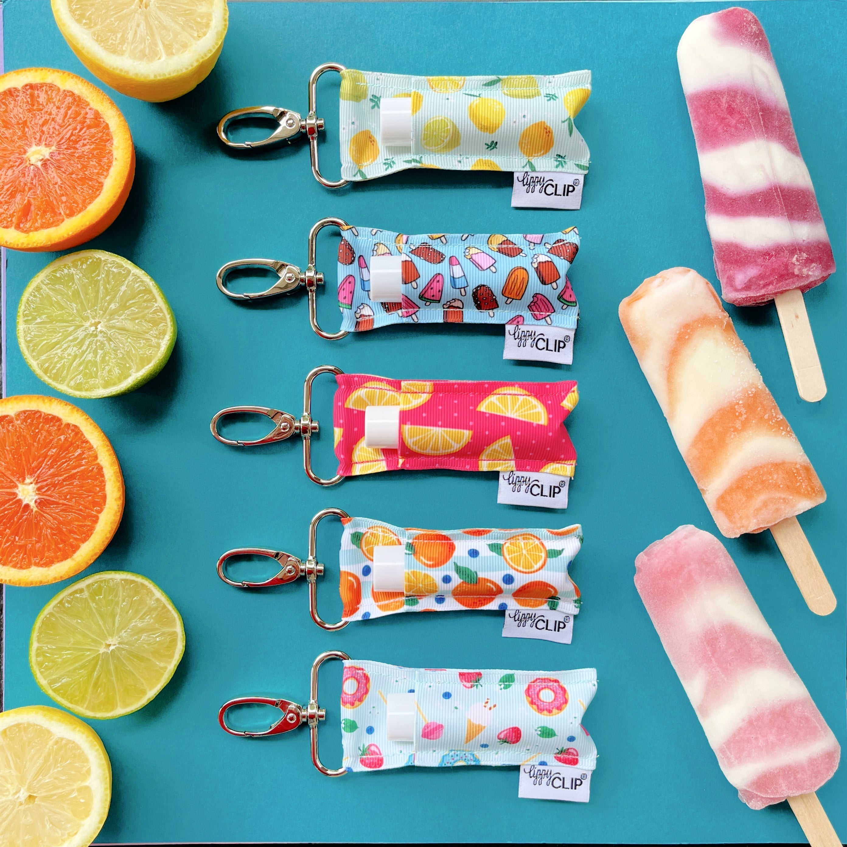 Lemons on Pink LippyClip® Lip Balm Holder