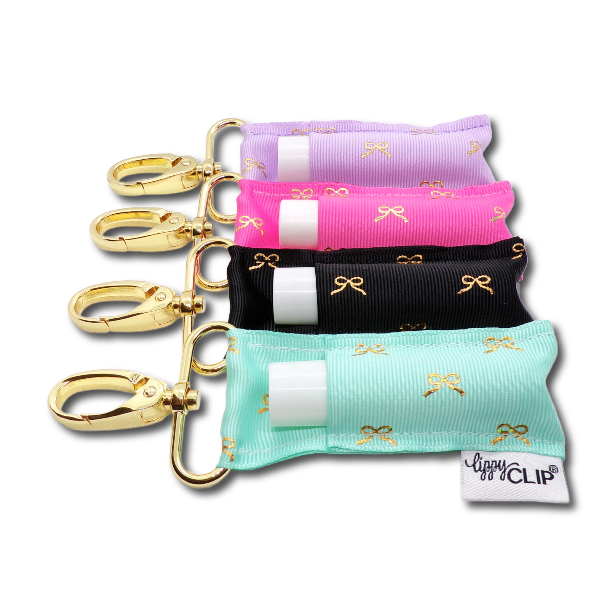 Gold Bows on Blue LippyClip® Lip Balm Holder