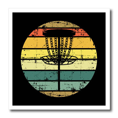 3dRose Black disc Golf Basket Over Retro Striped Circle on... - Iron on Heat Transfers (ht-382280)