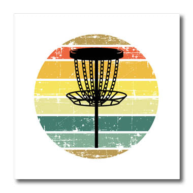 3dRose Black disc Golf Basket Over Retro Striped Circle on... - Iron on Heat Transfers (ht-382281)