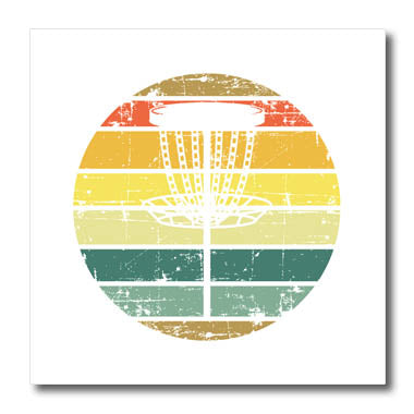 3dRose White disc Golf Basket Over Retro Striped Circle on... - Iron on Heat Transfers (ht-382289)