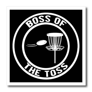 3dRose Boss of The Toss in a Circle with disc Golf Basket and... - Iron on Heat Transfers (ht-382295)