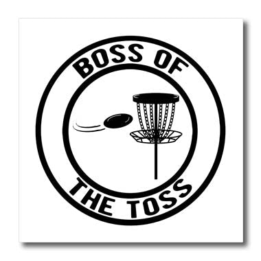 3dRose Boss of The Toss in a Circle with disc Golf Basket and... - Iron on Heat Transfers (ht-382296)