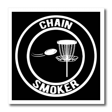 3dRose Chain Smoker in a Circle with disc Golf Basket and disc... - Iron on Heat Transfers (ht-382297)