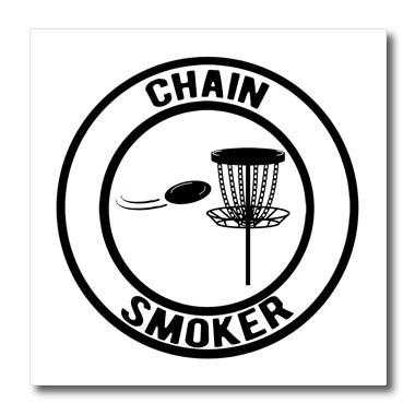3dRose Chain Smoker in a Circle with disc Golf Basket and disc... - Iron on Heat Transfers (ht-382298)