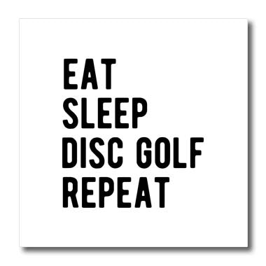 3dRose Eat Sleep Disc Golf Repeat in Bold Black Lettering on... - Iron on Heat Transfers (ht-382302)