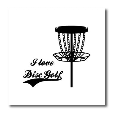 3dRose I Love Disc Golf with disc Golf Basket. Black on White... - Iron on Heat Transfers (ht-382306)