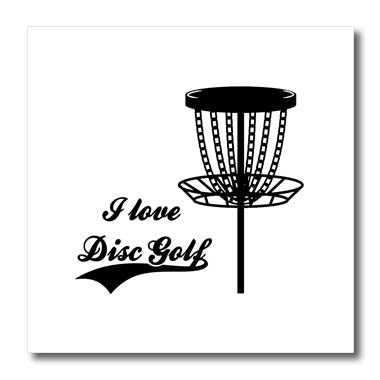 3dRose I Love Disc Golf with disc Golf Basket. Black on White... - Iron on Heat Transfers (ht-382306)