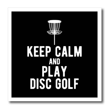 3dRose Keep Calm and Play Disc Golf with disc Golf Basket on... - Iron on Heat Transfers (ht-382307)