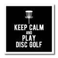 3dRose Keep Calm and Play Disc Golf with disc Golf Basket on... - Iron on Heat Transfers (ht-382307)