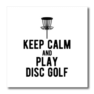 3dRose Keep Calm and Play Disc Golf with disc Golf Basket on... - Iron on Heat Transfers (ht-382308)