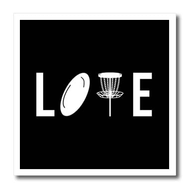 3dRose Love Spelled with disc Golf Clipart. White on Black... - Iron on Heat Transfers (ht-382309)