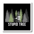 3dRose Stupid Tree with disc and Basket in a Row of Pines on... - Iron on Heat Transfers (ht-382311)