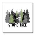 3dRose Stupid Tree with disc and Basket in a Row of Pines on... - Iron on Heat Transfers (ht-382312)