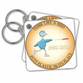 3dRose Key Chains Think Like A Bird 2 shows a blue bird having fun playing frisbee disc golf (kc-19465-1)