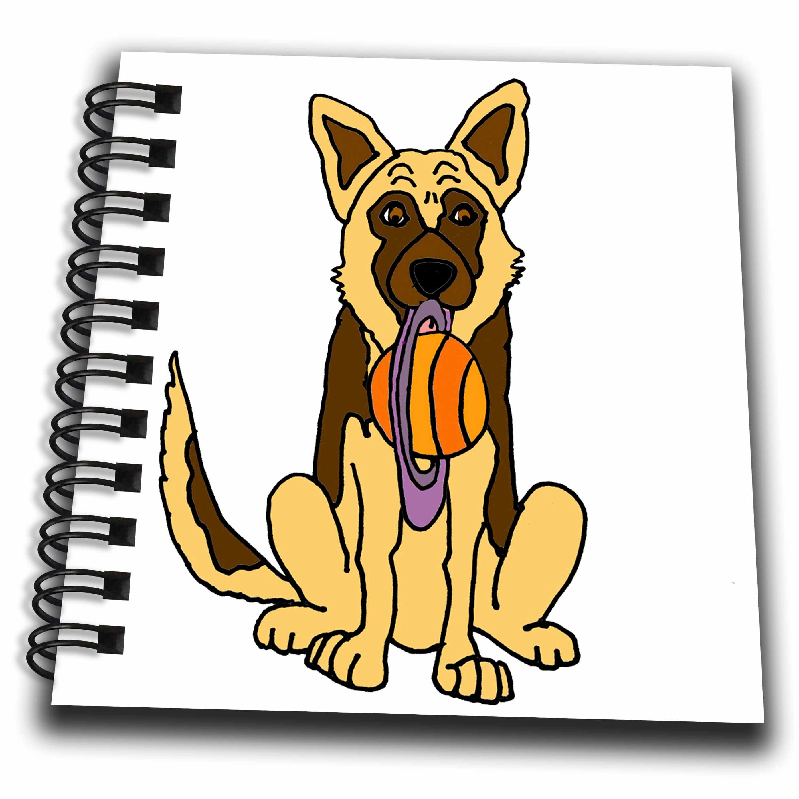 3dRose Funny Cute German Shepherd Puppy Dog with Saturn Disc Cartoon - Drawing Books (db_351155)