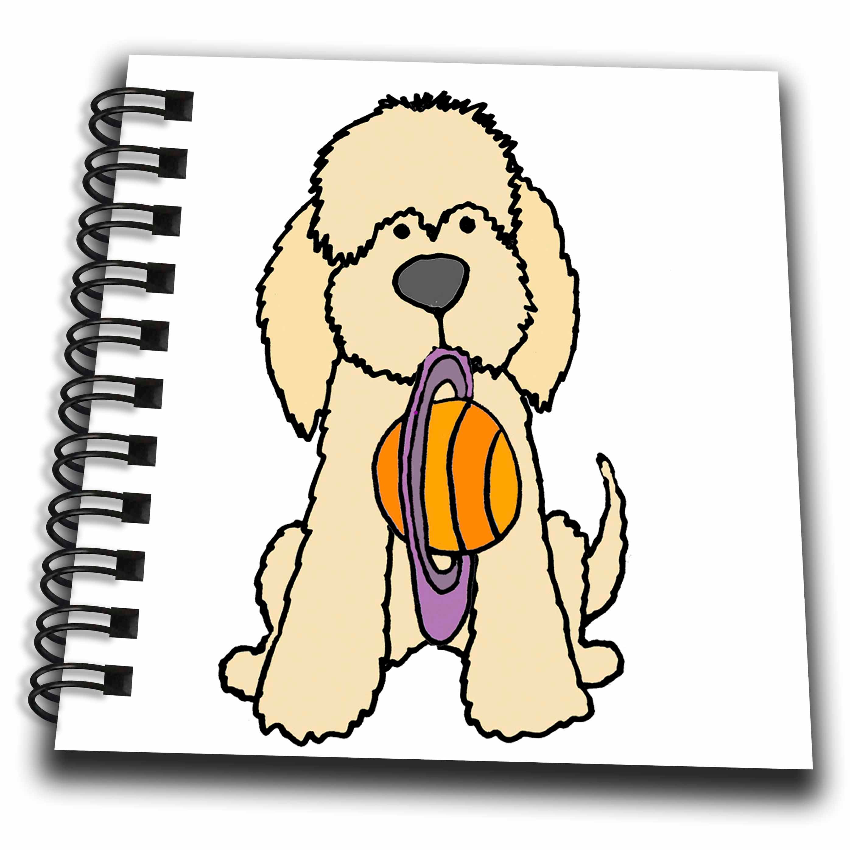 3dRose Funny Cute Cream Labradoodle Puppy Dog with Saturn Disc Cartoon - Drawing Books (db_351156)