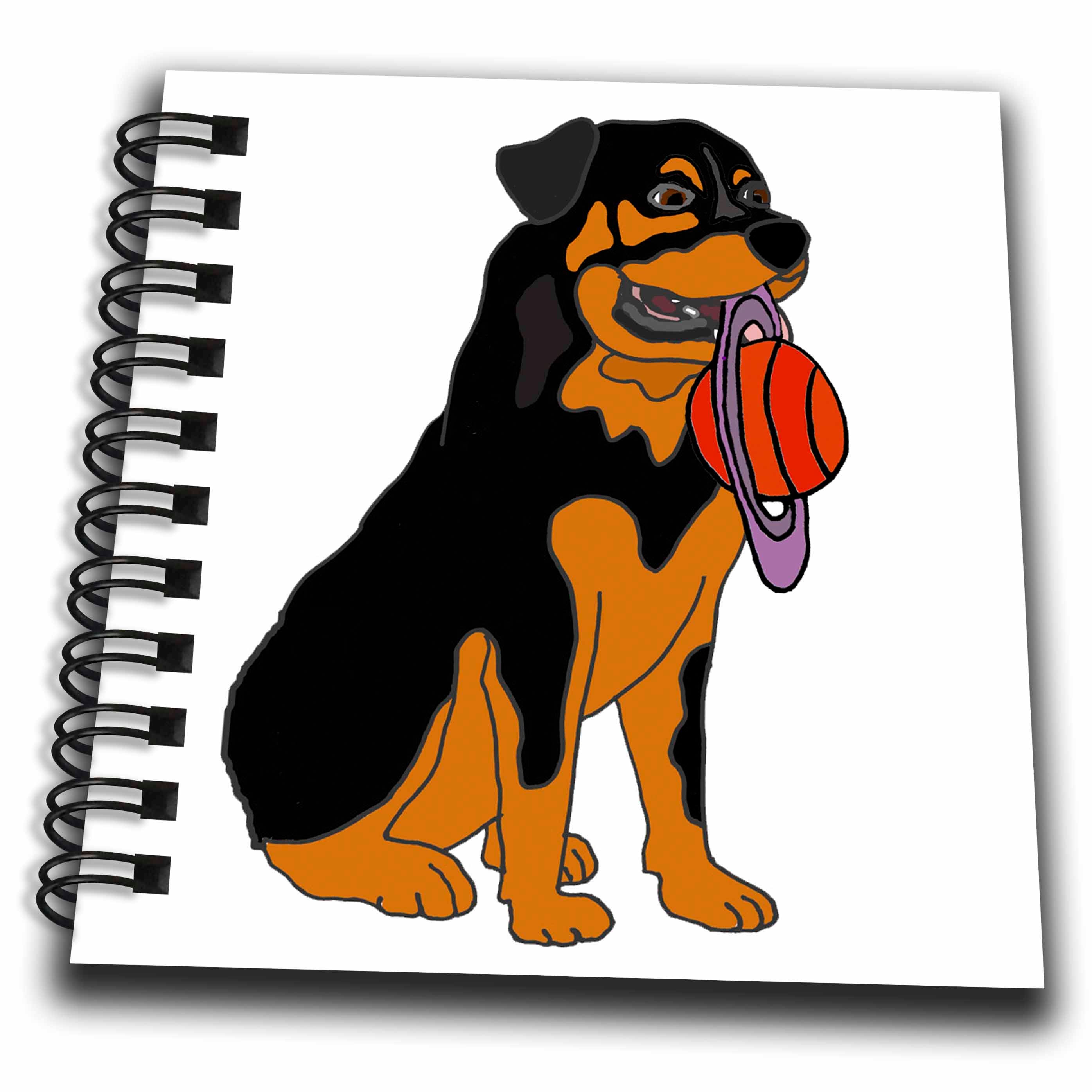 3dRose Funny Cute Rottweiler Puppy Dog with Saturn Disc Cartoon - Drawing Books (db_351171)