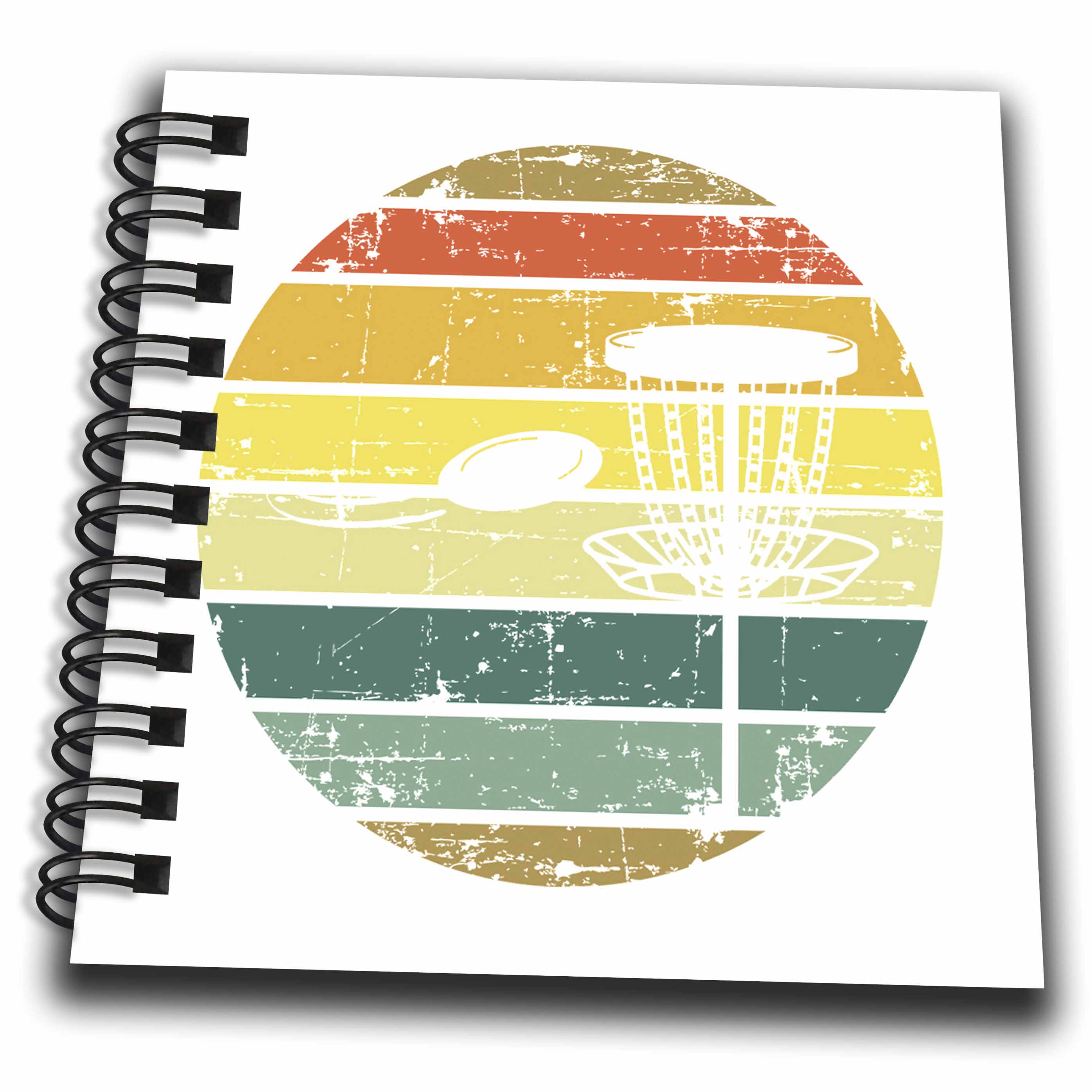 3dRose White disc Golf Basket with disc Over Striped Circle on White. - Drawing Books (db-382288)