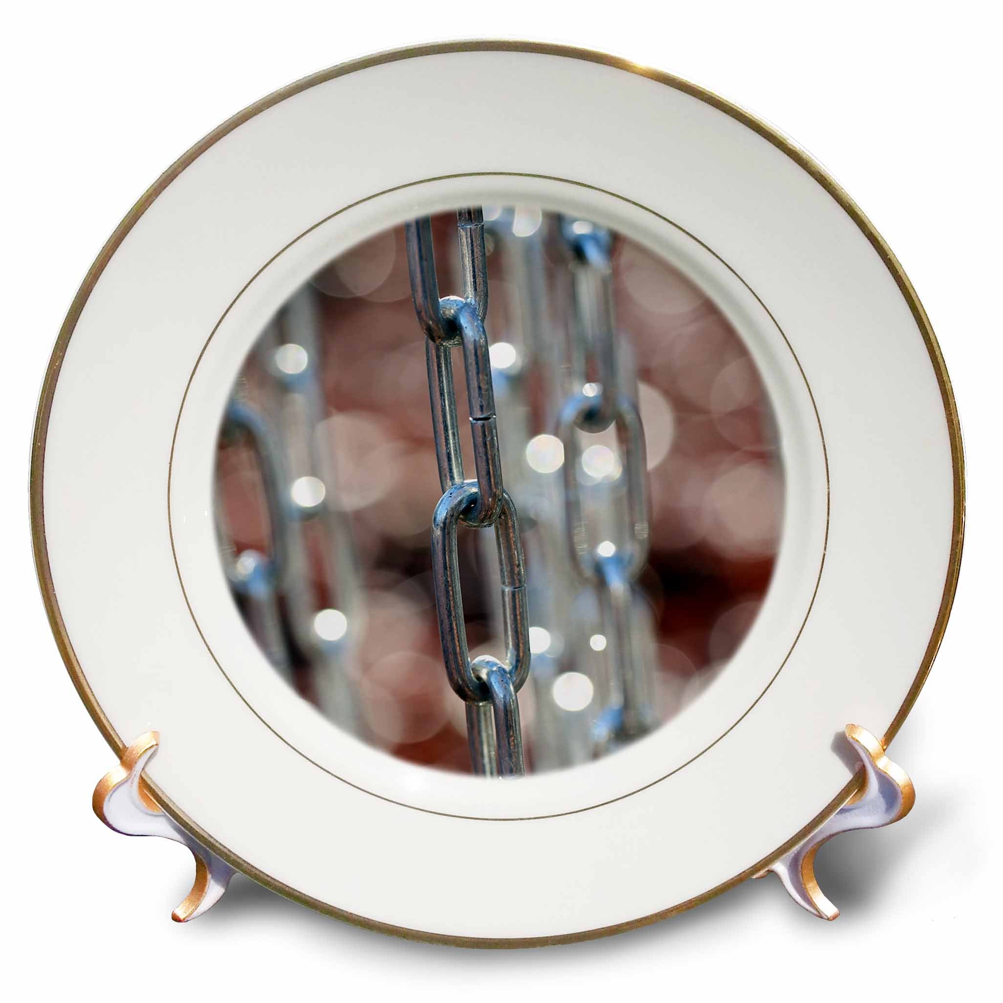 3dRose Macro Photo of disc Golf Basket Chains with a Soft Bokeh Background. - Plates (cp_350876)