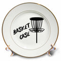 3dRose Basket case Written Near a Black disc Golf Basket on White Background. - Plates (cp-382283)