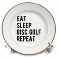 3dRose Eat Sleep Disc Golf Repeat in bold black lettering on white background - Plates (cp-382302)
