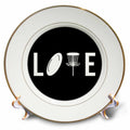 3dRose Love Spelled with disc Golf Clipart. White on Black Background. - Plates (cp-382309)