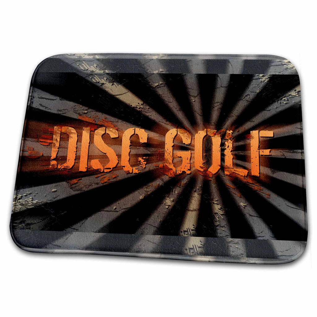 Dish Drying Mat - Grunge Explosion disc golf text with grunge and starbursting effects Designs Disc Golf