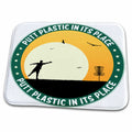 Dish Drying Mat - Putt Plastic In Its Place 10 silhouette of frisbee disc golfer putting with birds flying Designs Disc Golf