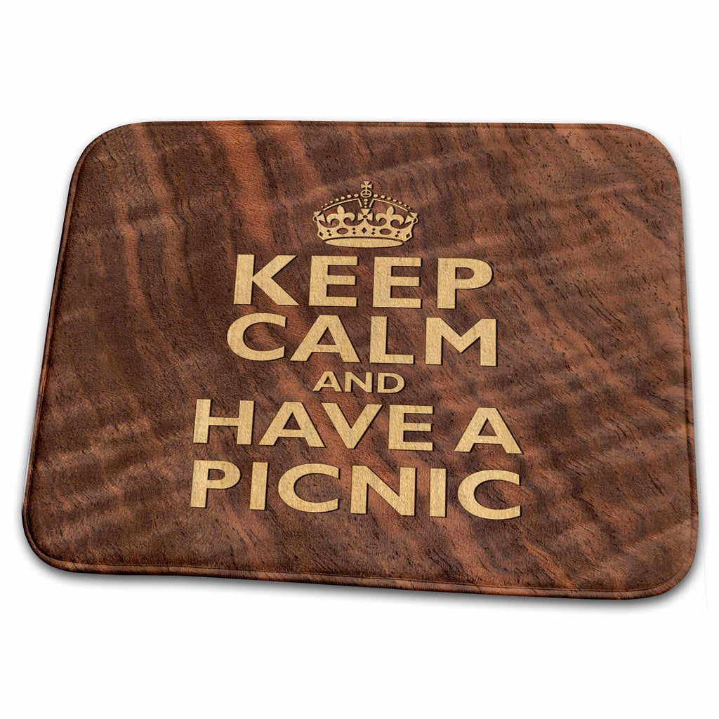 Dish Drying Mat - Keep Calm and Have a Picnic Marquetry Effect Designs
