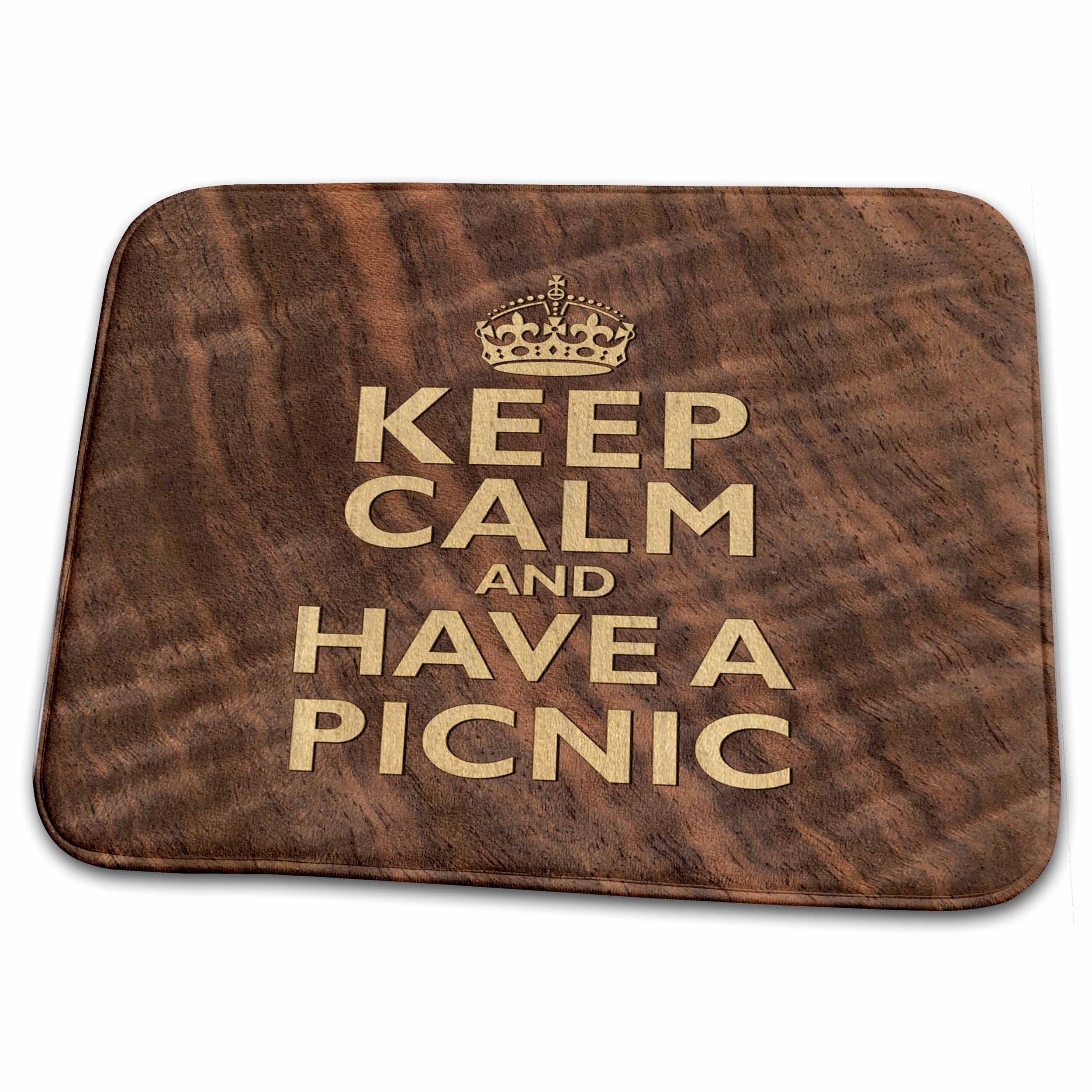 Dish Drying Mat - Keep Calm and Have a Picnic Marquetry Effect Designs