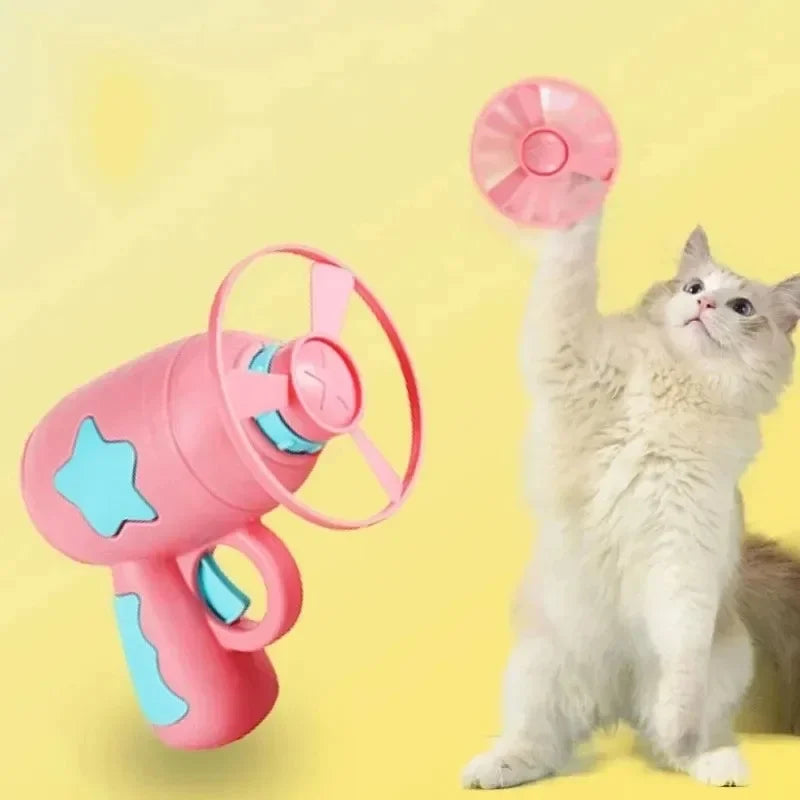 Interactive Cat Flying Disc Launcher Toy for Training and Play