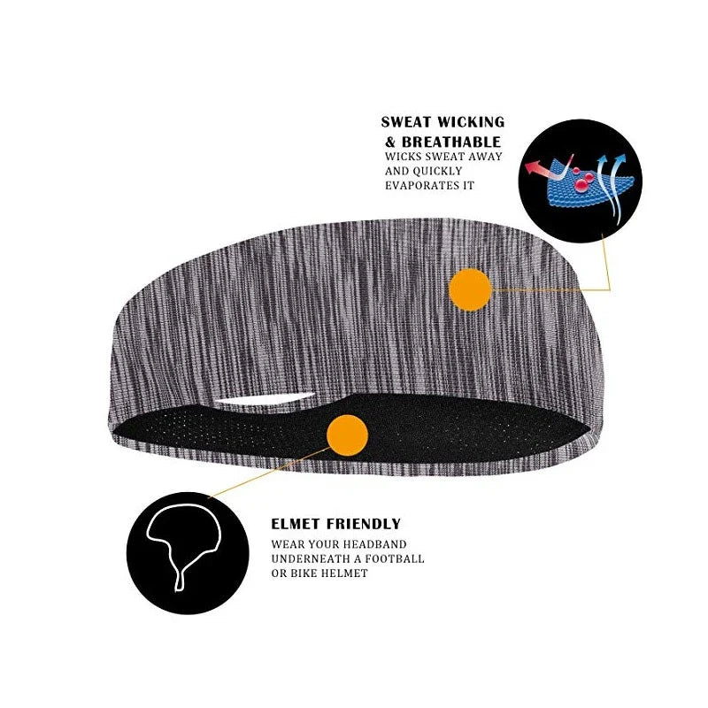 3 Pack Moisture Wicking Sports Headbands for Men & Women