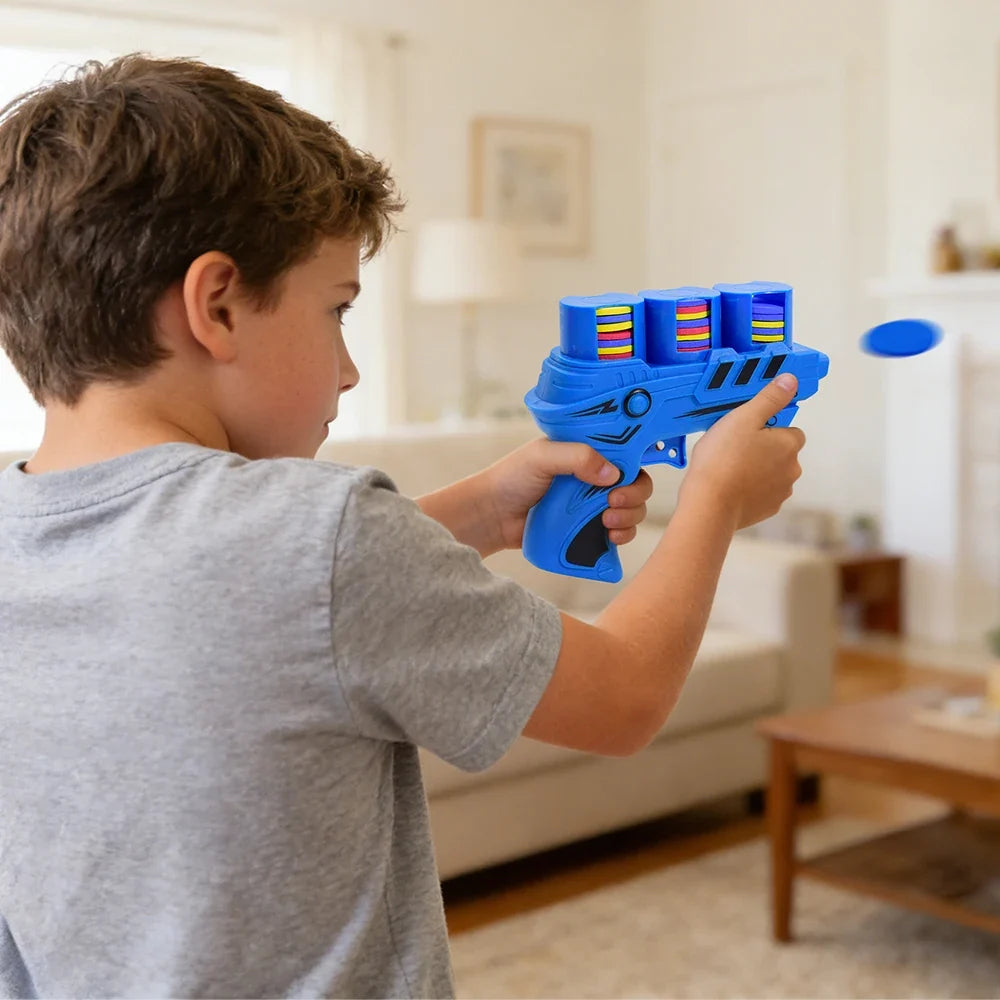 Kids Foam Disc Launcher Gun | Safe Outdoor Flying Saucer Toy