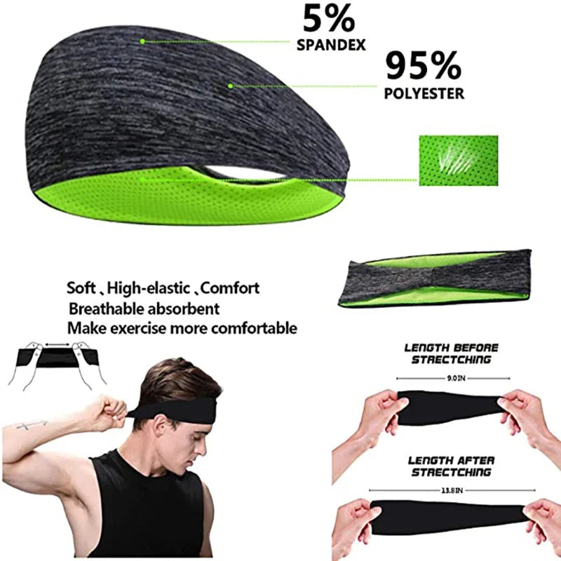 3 Pack Moisture Wicking Sports Headbands for Men & Women