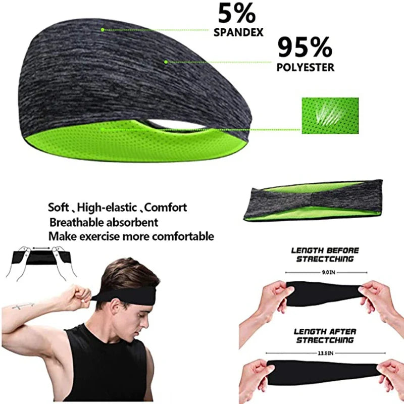 3 Pack Moisture Wicking Sports Headbands for Men & Women