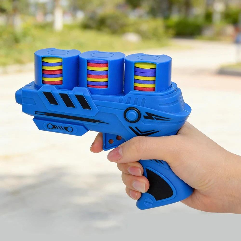 Kids Foam Disc Launcher Gun | Safe Outdoor Flying Saucer Toy