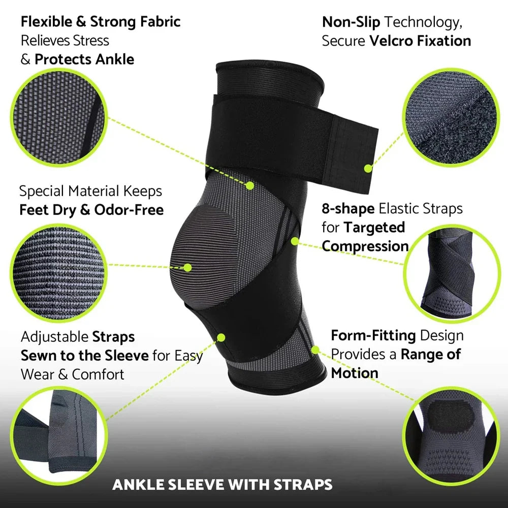 1 PC Sports Ankle Brace Compression Strap Sleeves Support Pressurized Elastic Bandage Foot Protective Gear Gym Fitness Accessory