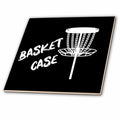 3dRose Basket case Written Near a White disc Golf Basket on Black Background. - Tiles (ct-382282)