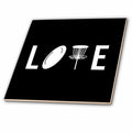 3dRose Love Spelled with disc Golf Clipart. White on Black Background. - Tiles (ct-382309)
