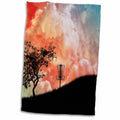 3dRose Basket On A Hill - silhouette of a frisbee disc golf basket with chains - Towels (twl-173454)