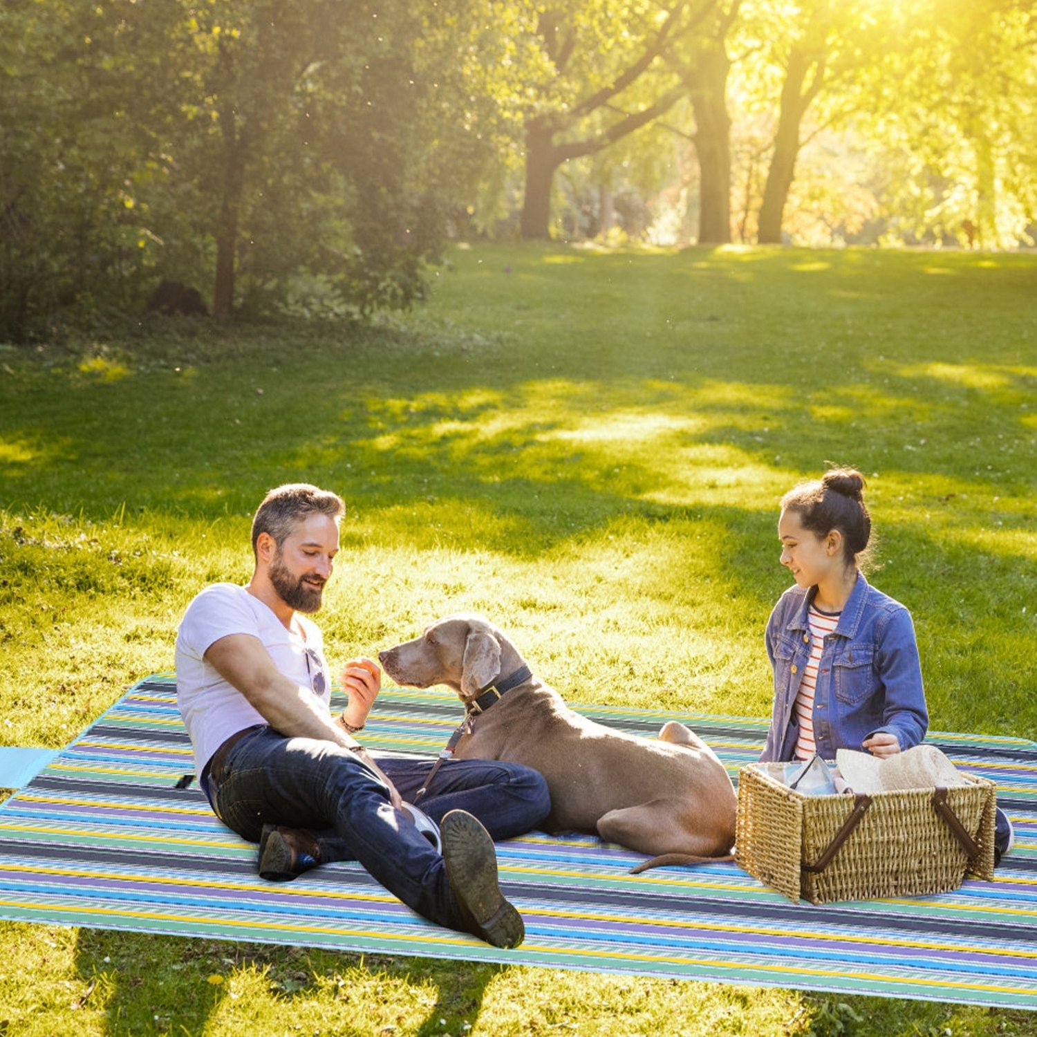 60" x 78" Waterproof Picnic Blanket Handy Mat with Strap Foldable Camping Rug for Camping Hiking Grass Travelling