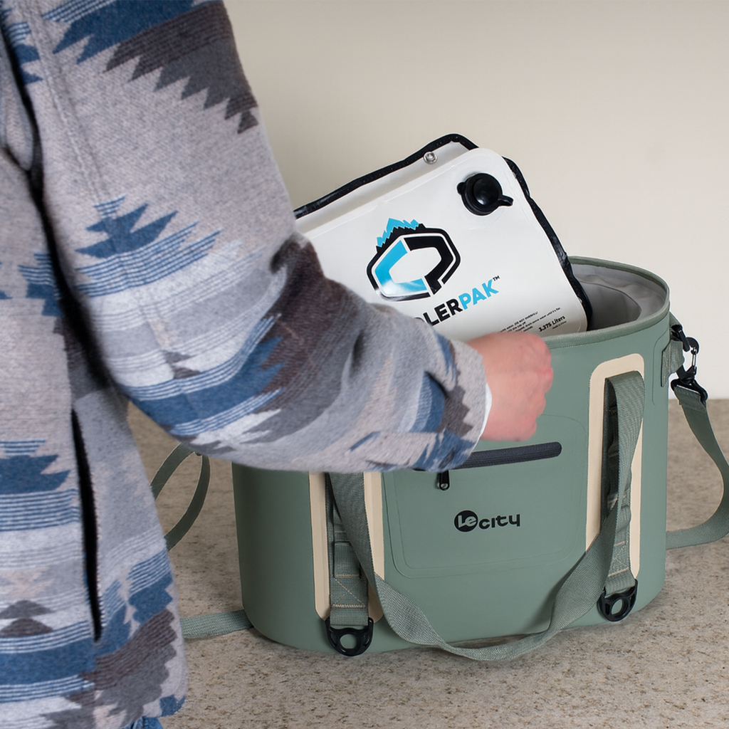 CoolerPak Ice Pack -Refillable Reusable  – Cold for Days – Non-Toxic, Leakproof, Potable Drinking Water Safe – Built Tough, Rolls Up for Storage