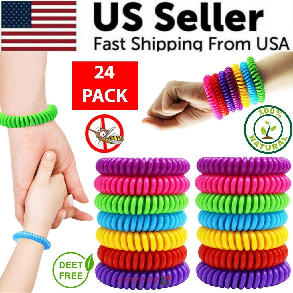 Bracelets 24 Pack Insect Repellent for Mosquitoes – Natural Bug Protection Wristbands