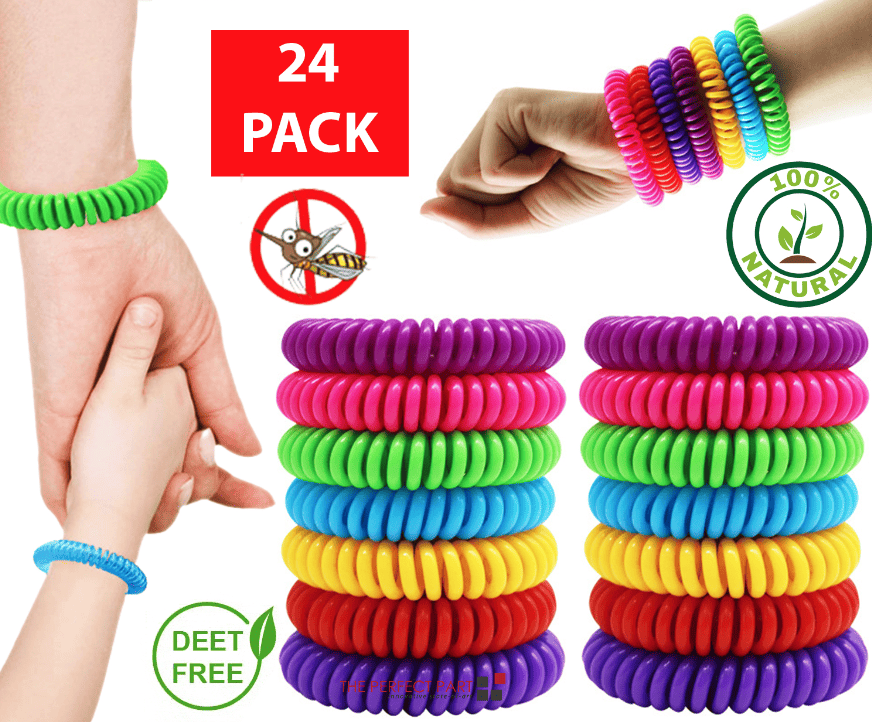 Bracelets 24 Pack Insect Repellent for Mosquitoes – Natural Bug Protection Wristbands
