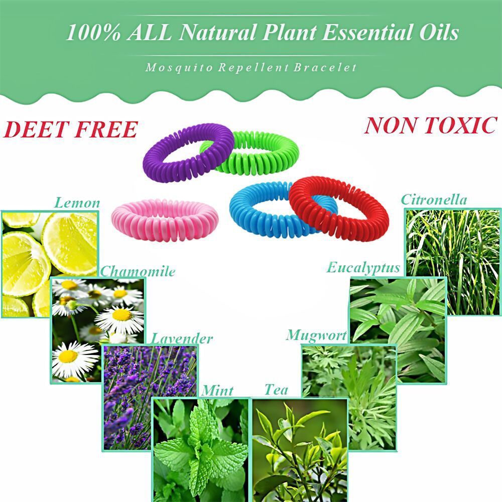 Bracelets 24 Pack Insect Repellent for Mosquitoes – Natural Bug Protection Wristbands