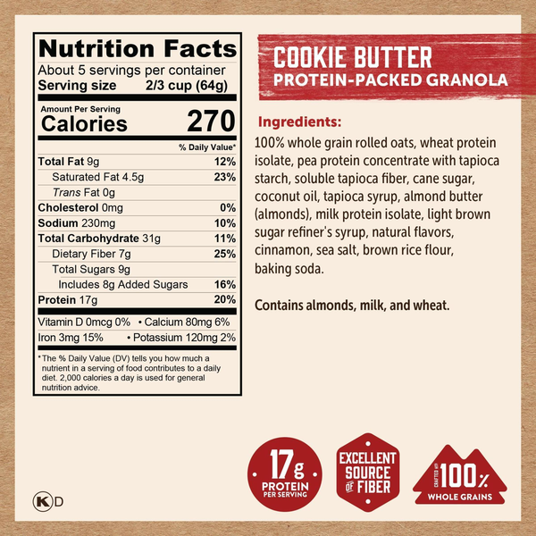 Kodiak Cakes Granola Pouch, Cookie Butter