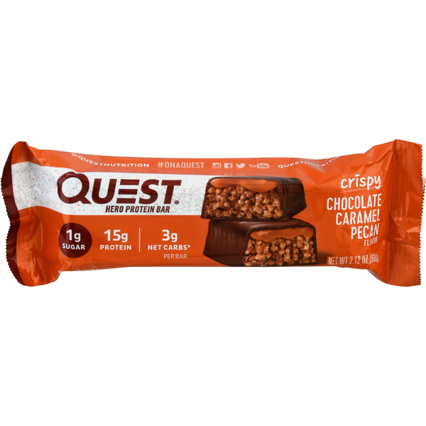 Quest Protein Bar, Hero, Chocolate Caramel Pecan Flavor, Crispy