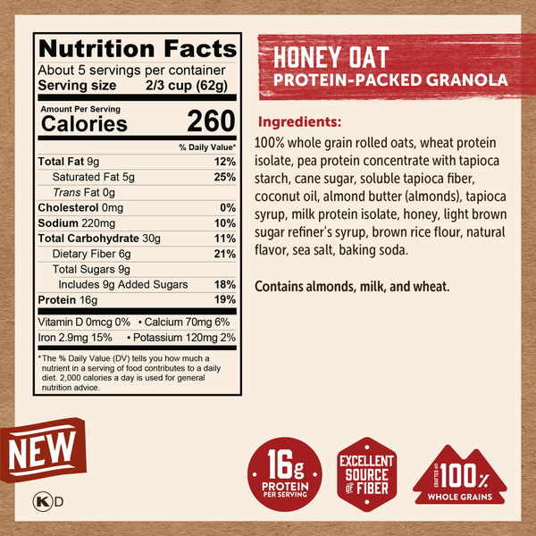 Kodiak Cakes Granola Pouch, Honey Oat